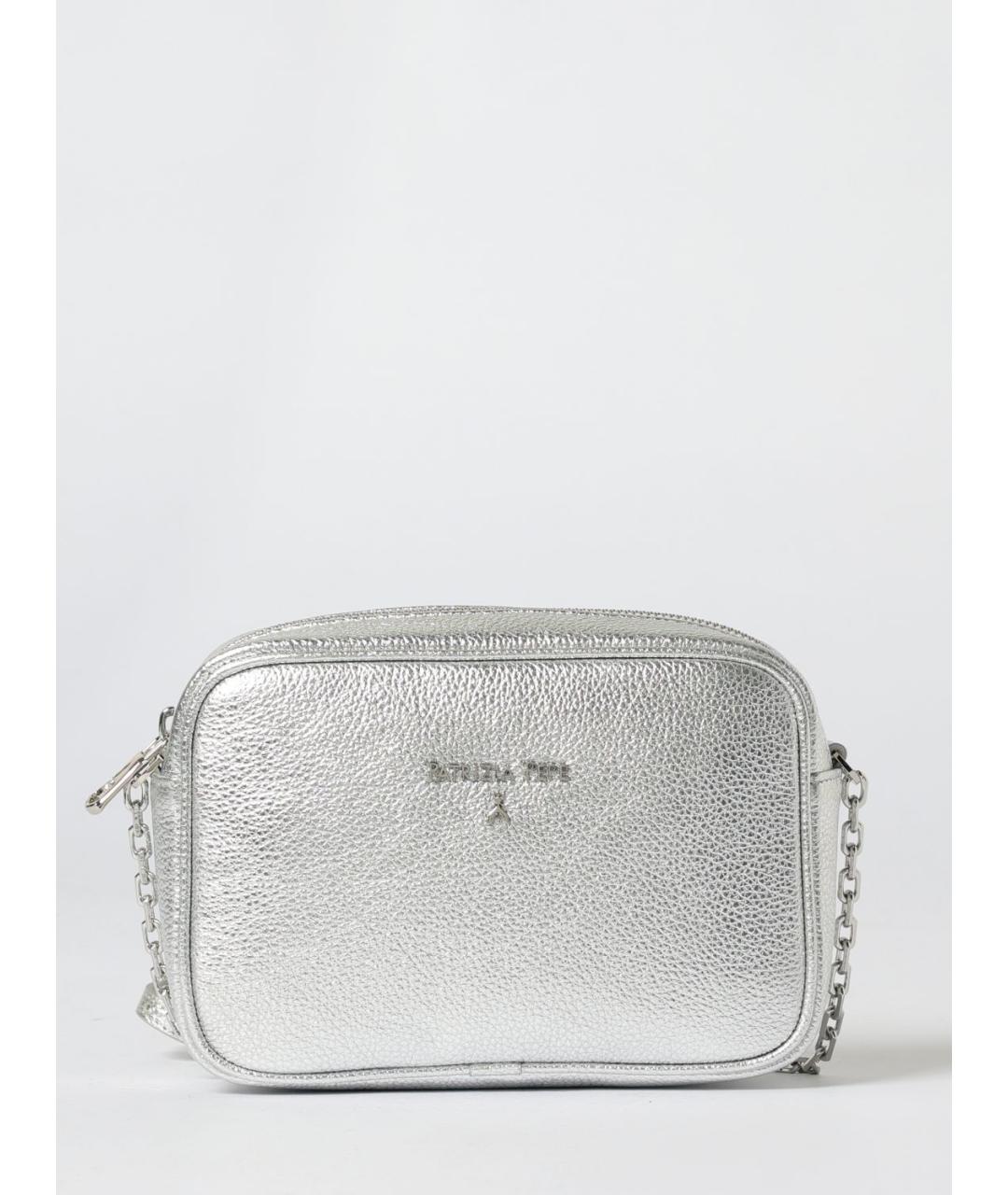 PATRIZIA PEPE Серебряная кожаная сумка через плечо, фото 4