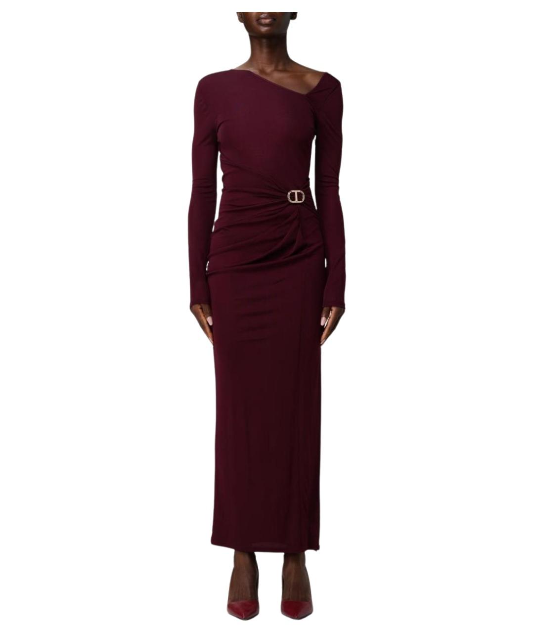 TWIN-SET Бордовое вискозное вечернее платье, фото 1