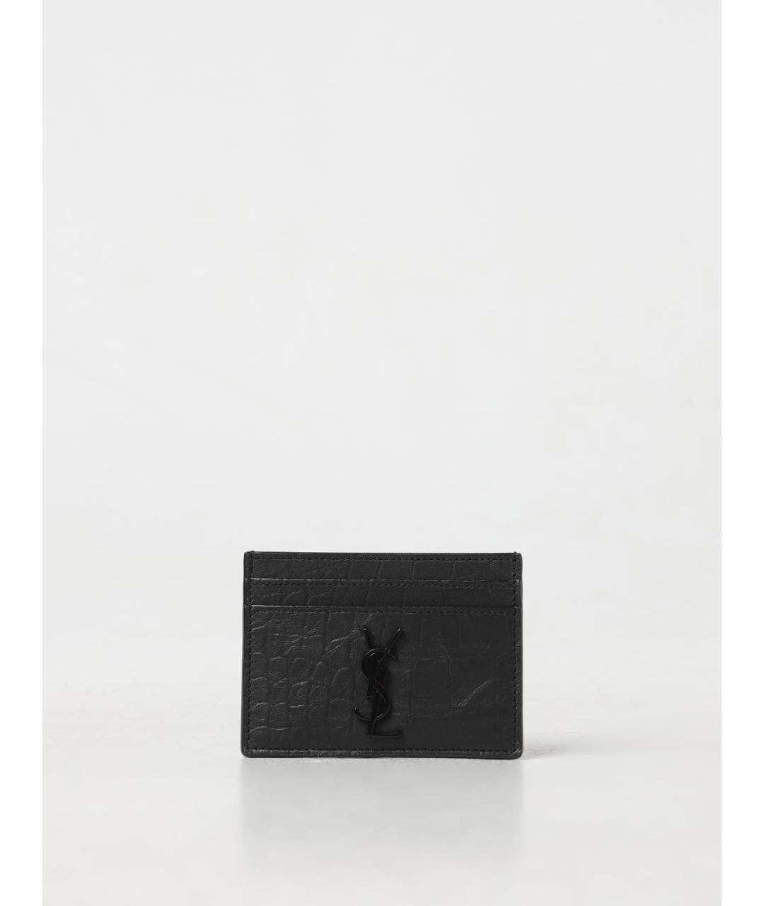 SAINT LAURENT Черный кожаный кардхолдер, фото 3