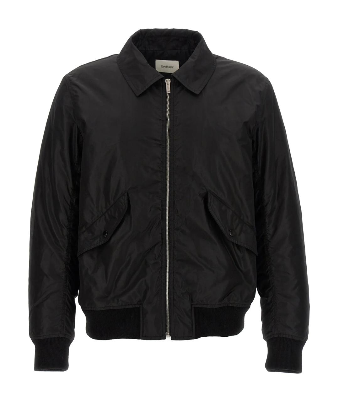 SAINT LAURENT Черная шелковая куртка, фото 1