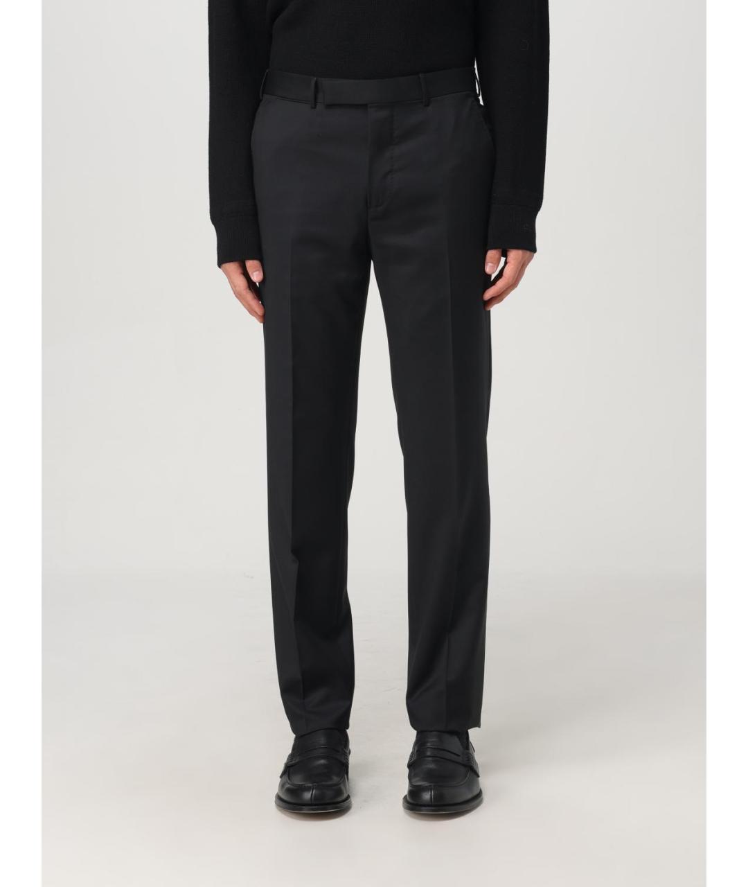 ZEGNA Черные шерстяные классические брюки, фото 5