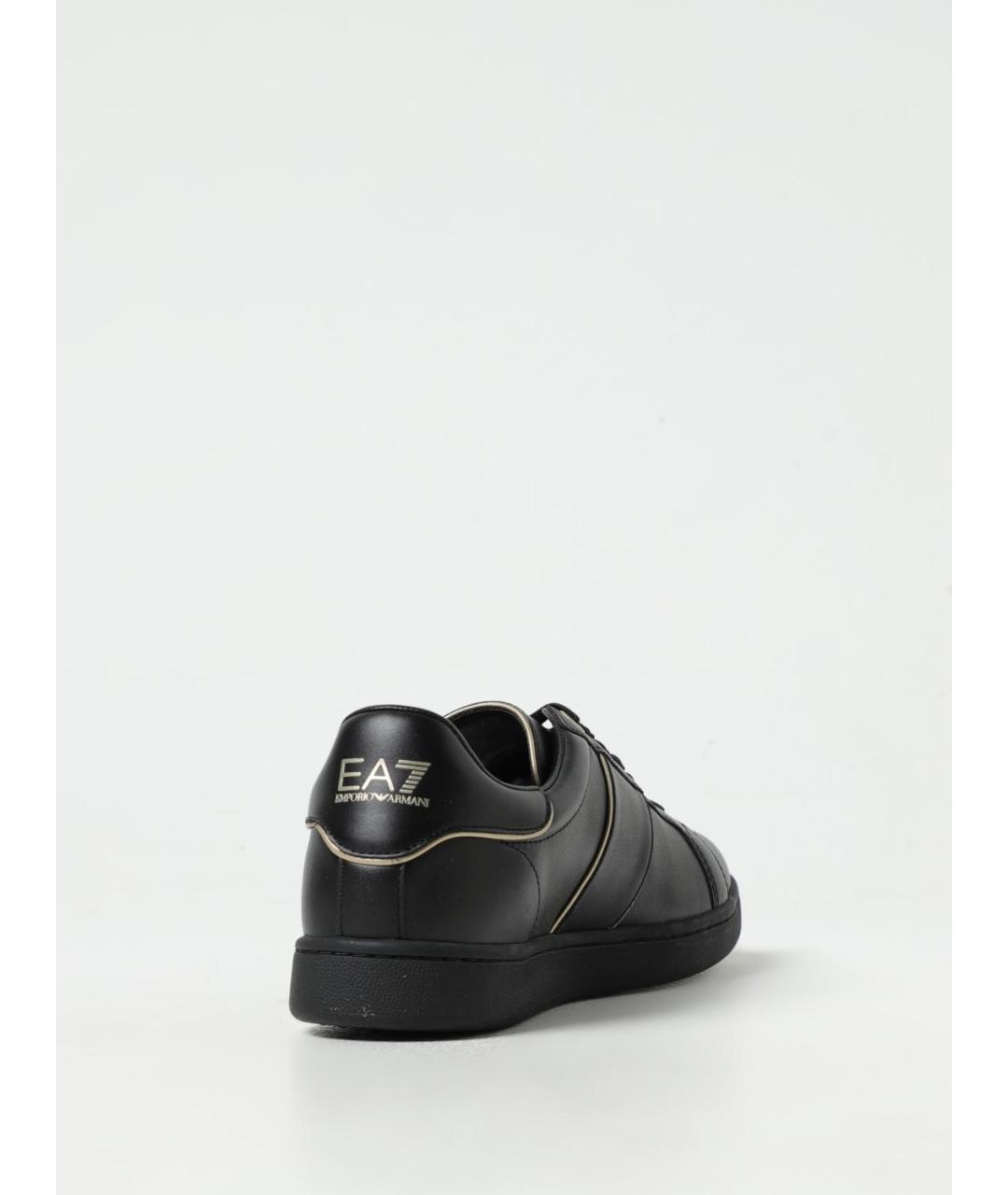 EA7 Черные кожаные низкие кроссовки / кеды, фото 3