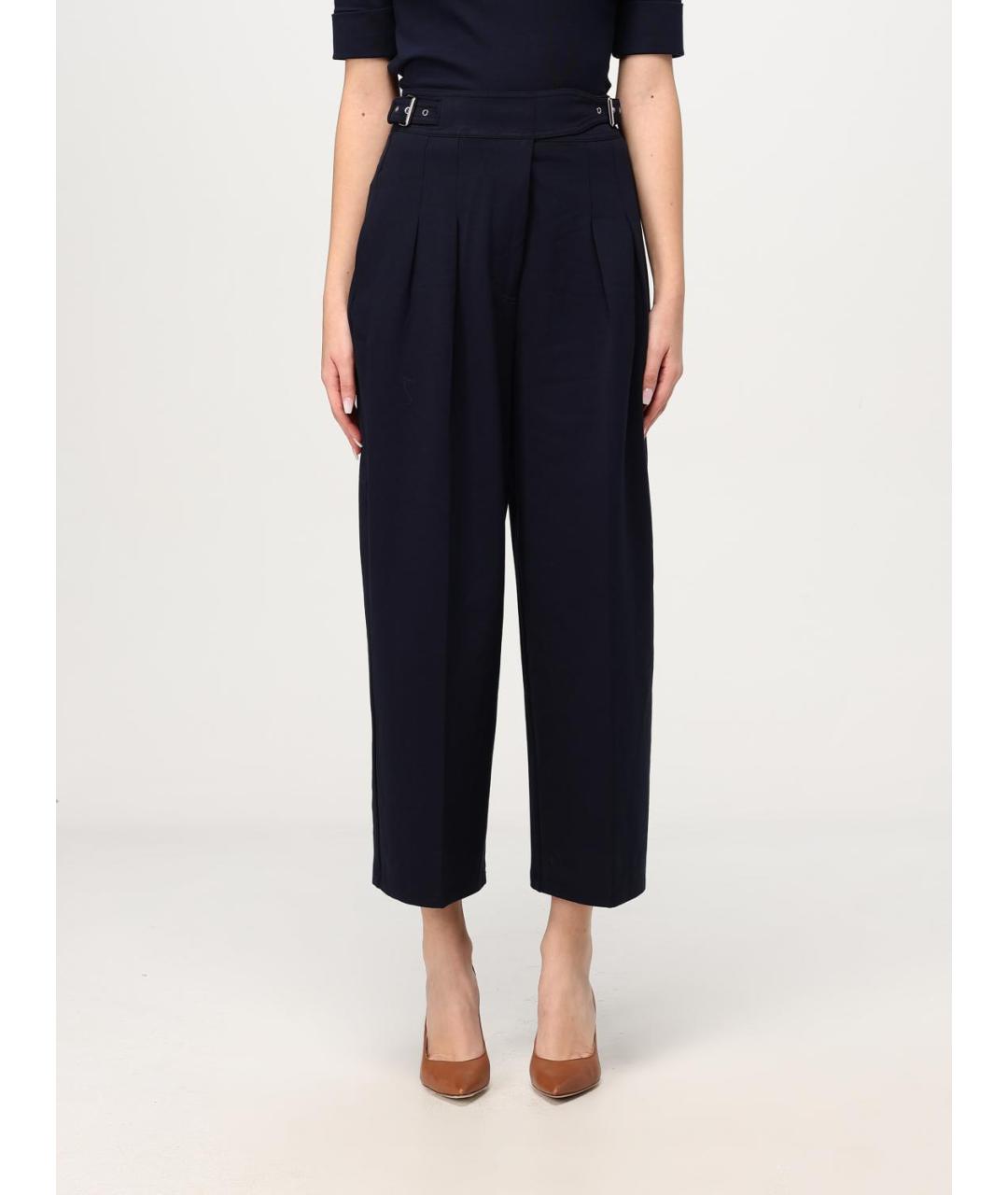 RALPH LAUREN Темно-синие вискозные прямые брюки, фото 4