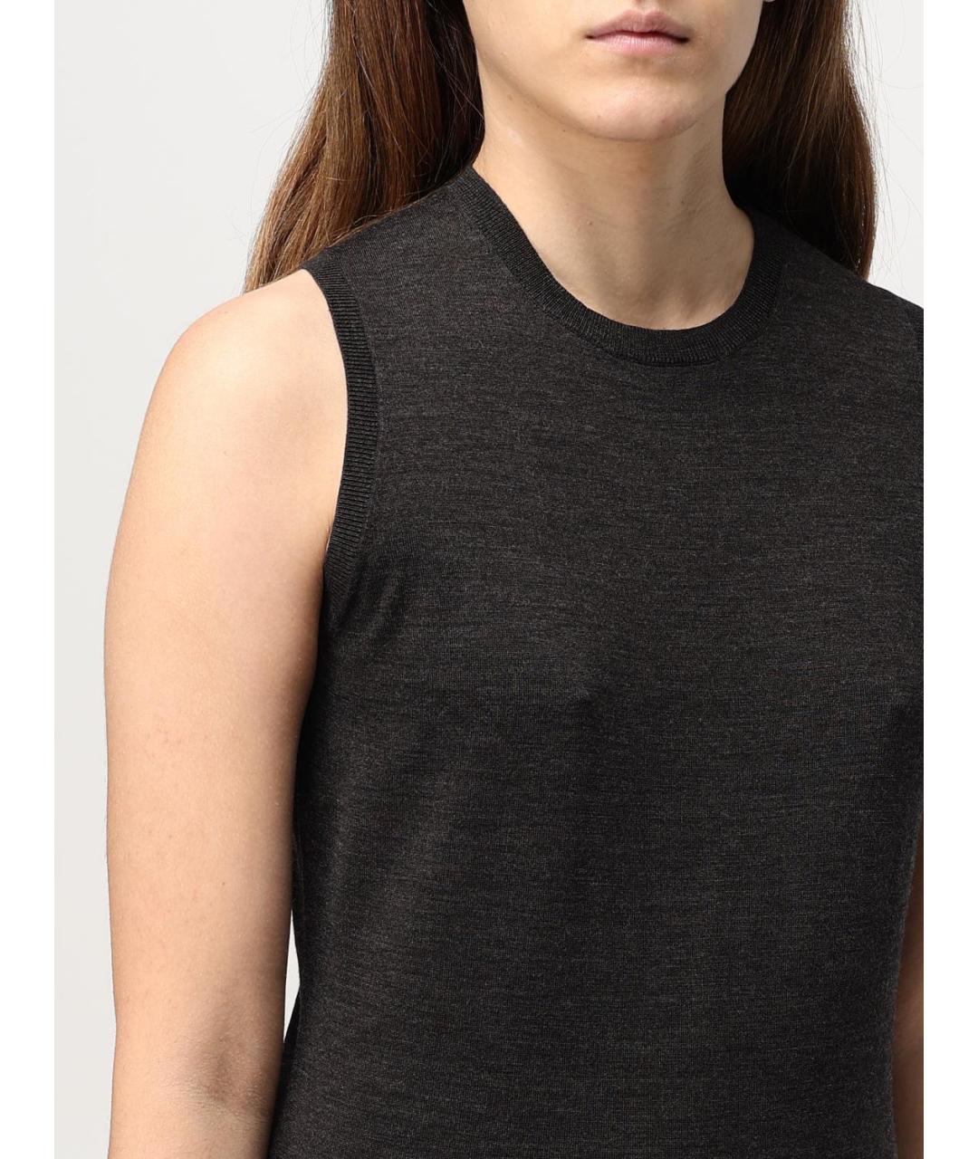 THEORY Серая шерстяная майка, фото 4