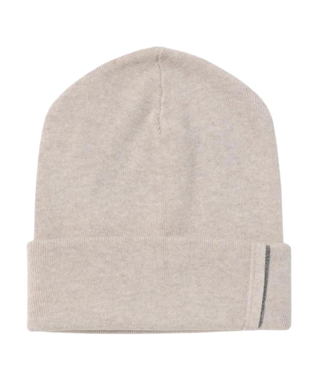 BRUNELLO CUCINELLI Бежевая кашемировая шапка, фото 1