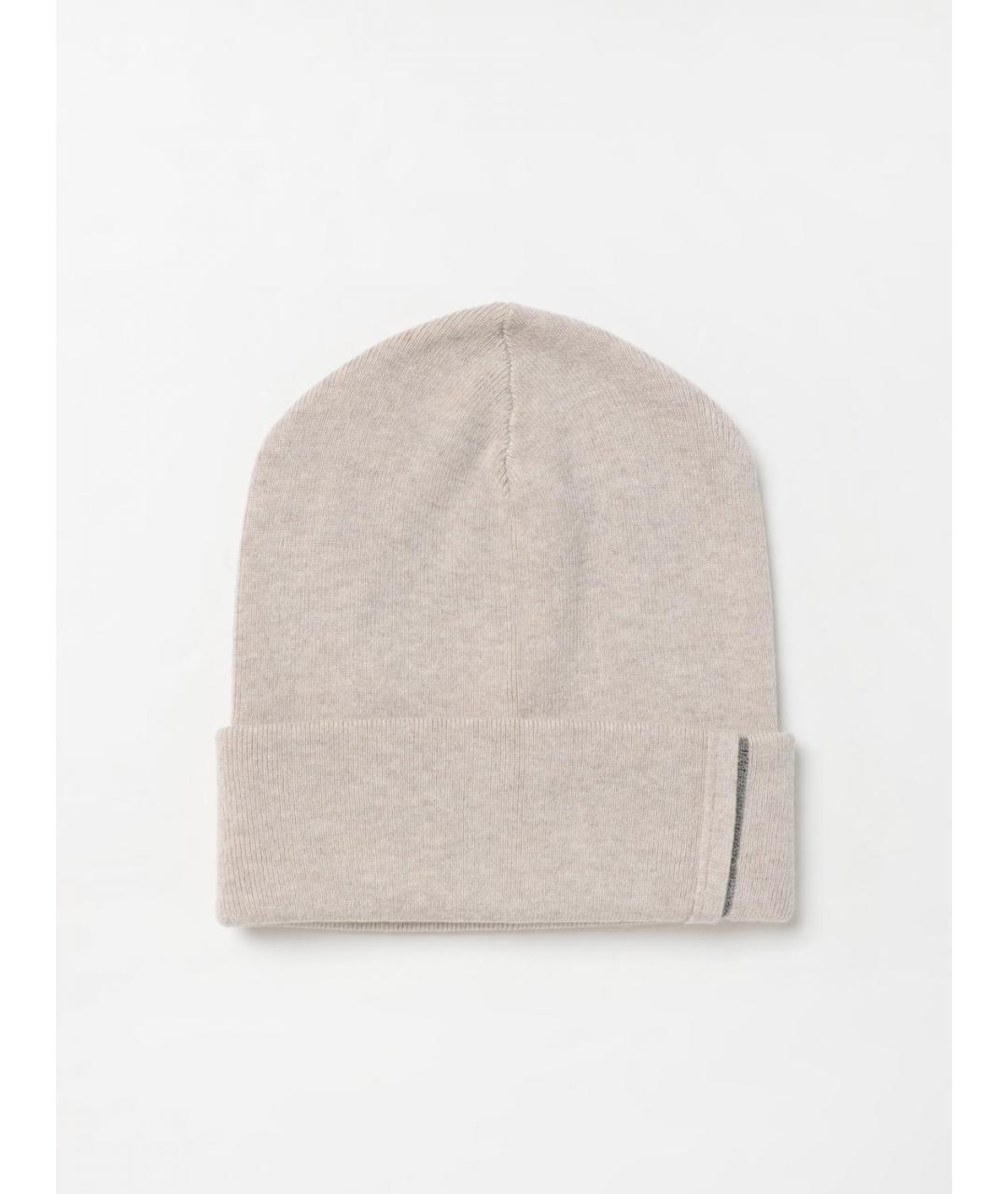 BRUNELLO CUCINELLI Бежевая кашемировая шапка, фото 3
