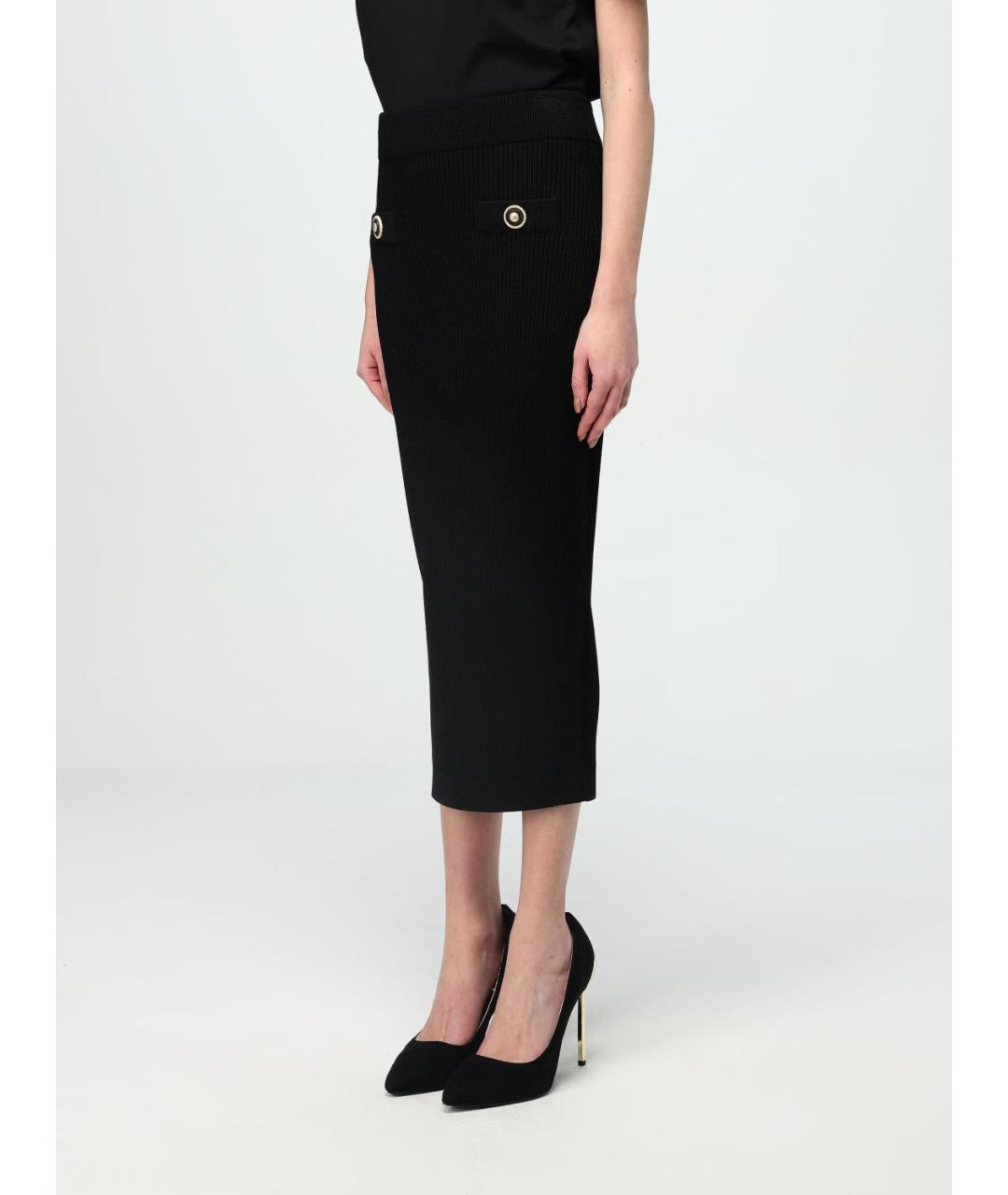 BALMAIN Черная вискозная юбка миди, фото 4