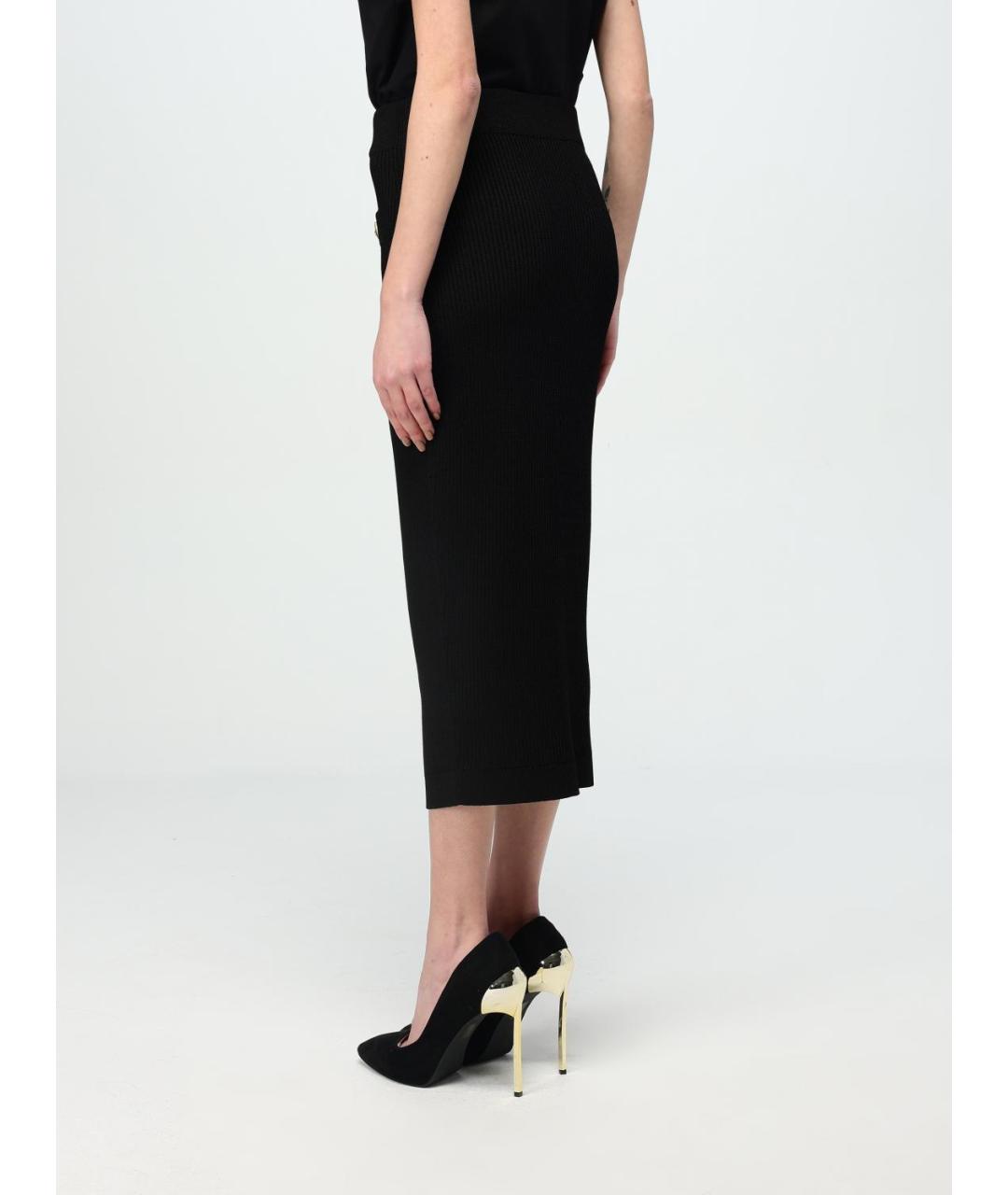 BALMAIN Черная вискозная юбка миди, фото 3