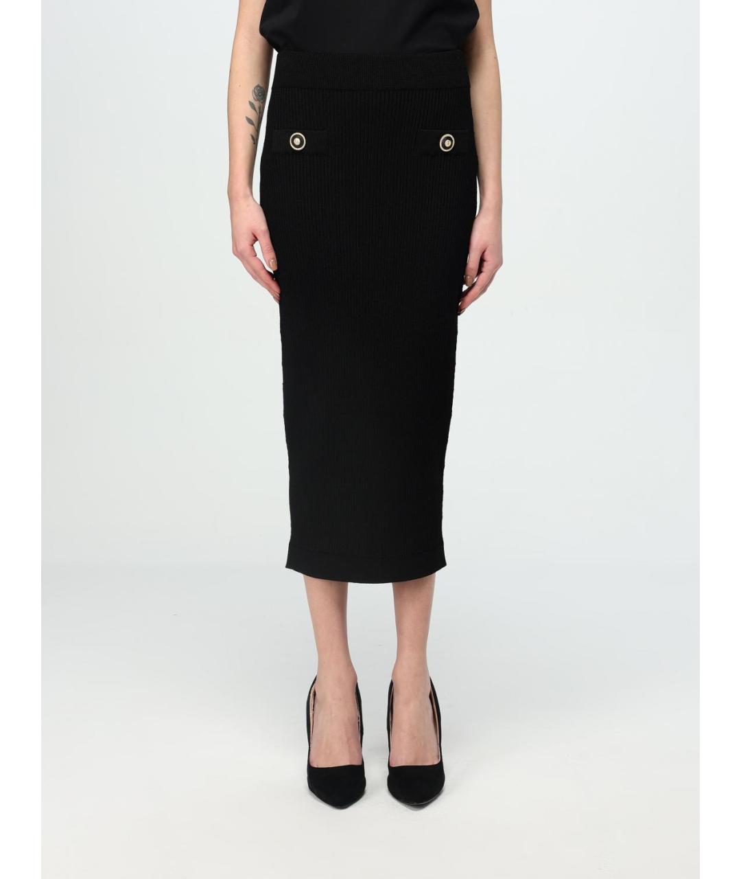 BALMAIN Черная вискозная юбка миди, фото 6