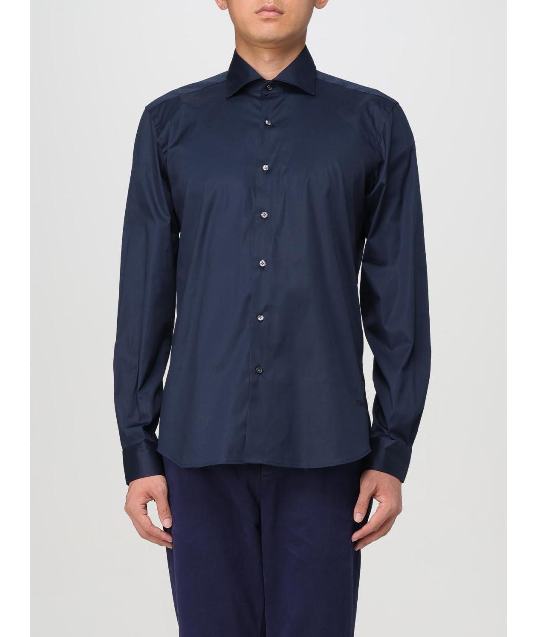 FAY Темно-синяя хлопковая кэжуал рубашка, фото 4