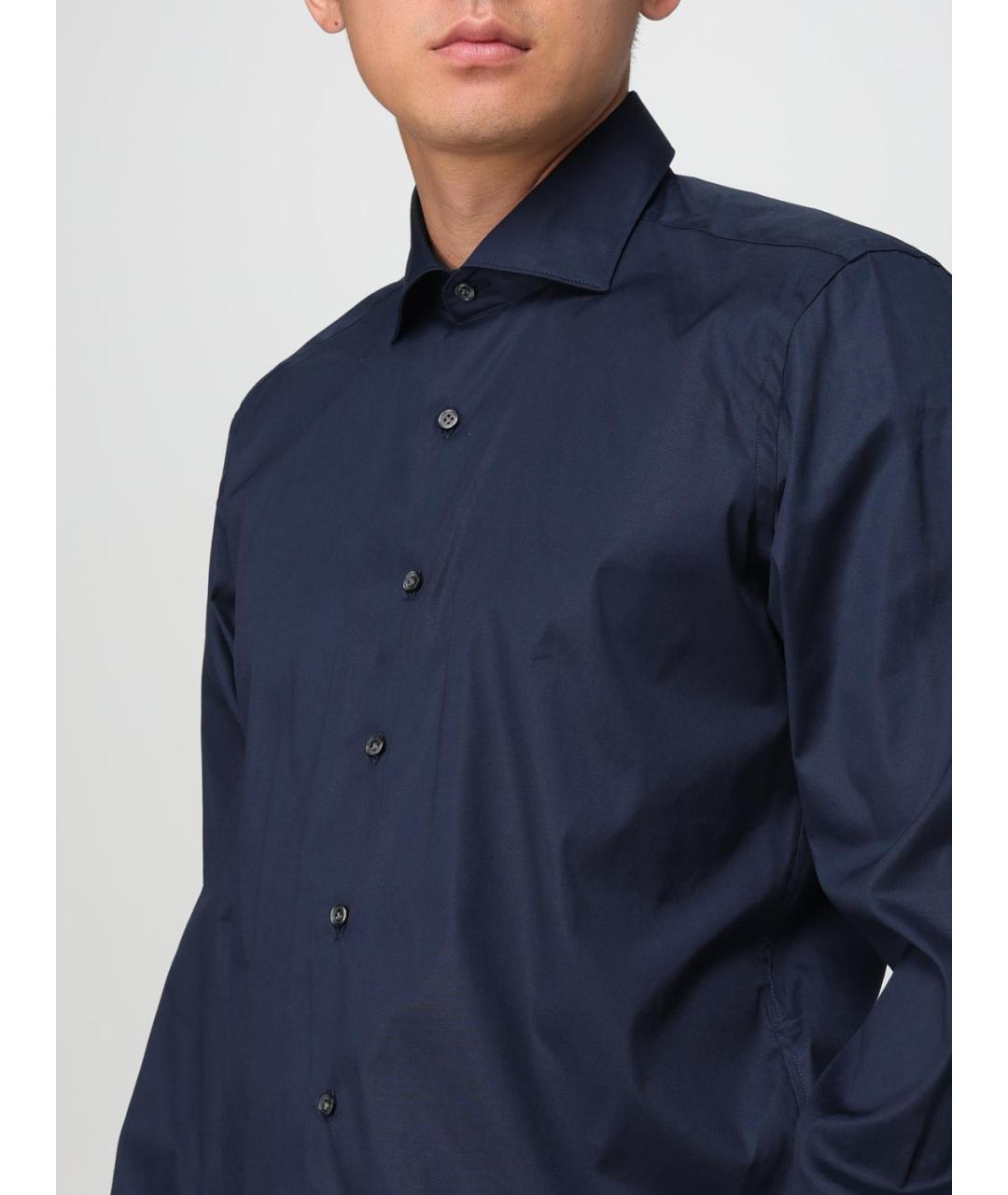 FAY Темно-синяя хлопковая кэжуал рубашка, фото 3