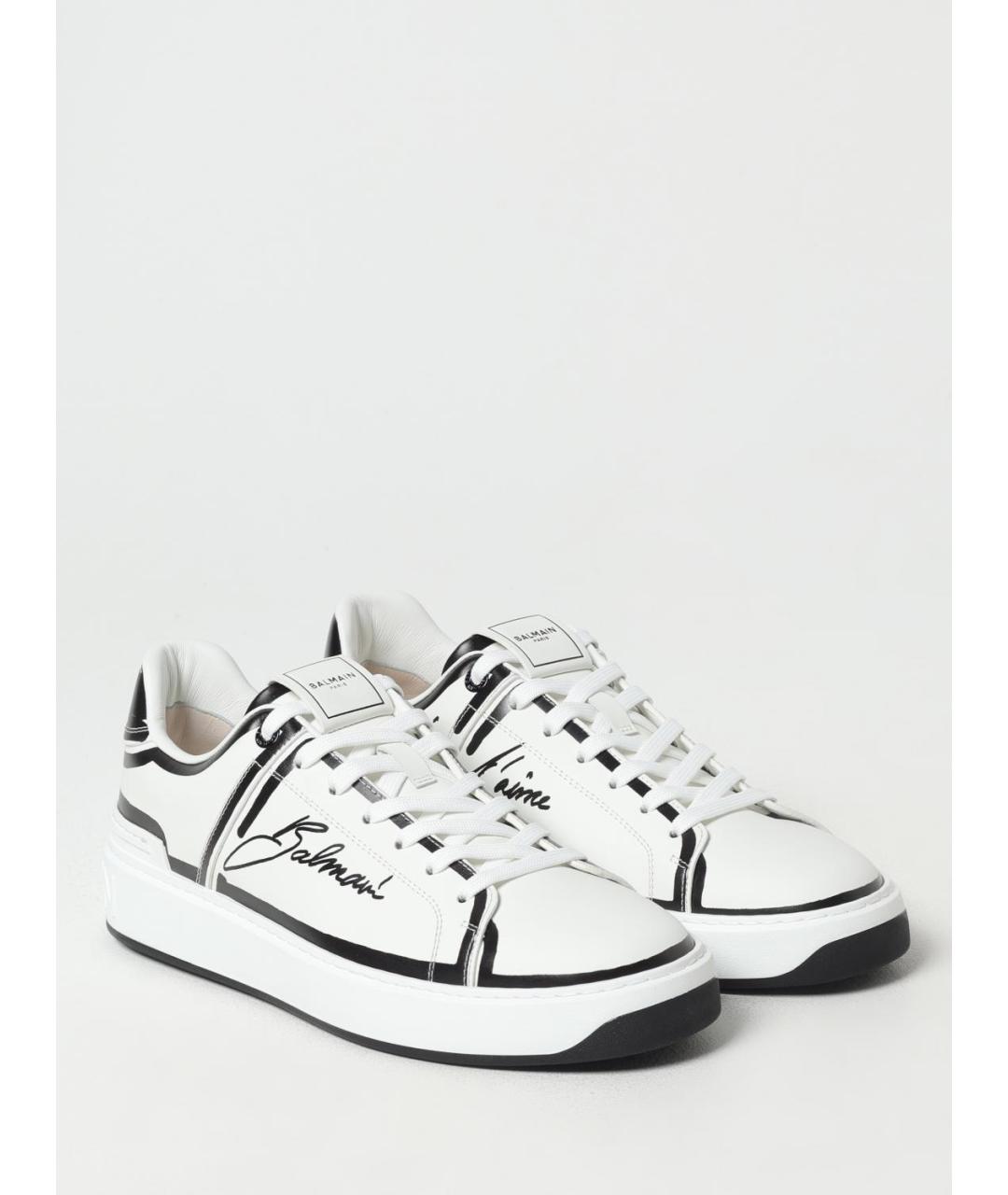 BALMAIN Белые кожаные низкие кроссовки / кеды, фото 2