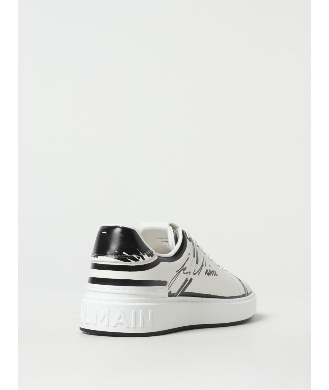 BALMAIN Белые кожаные низкие кроссовки / кеды, фото 3