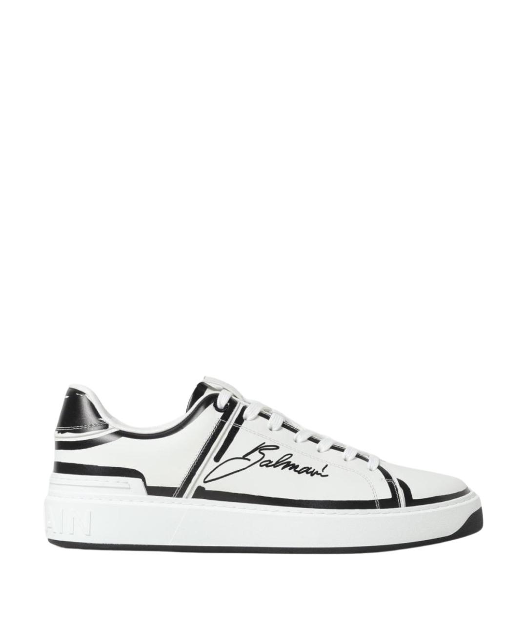 BALMAIN Белые кожаные низкие кроссовки / кеды, фото 1