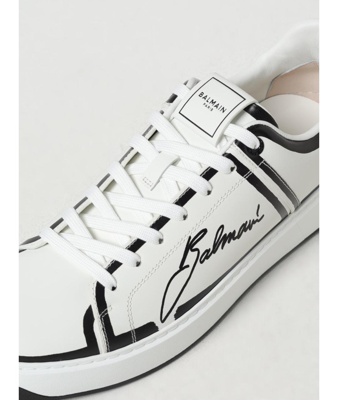 BALMAIN Белые кожаные низкие кроссовки / кеды, фото 4