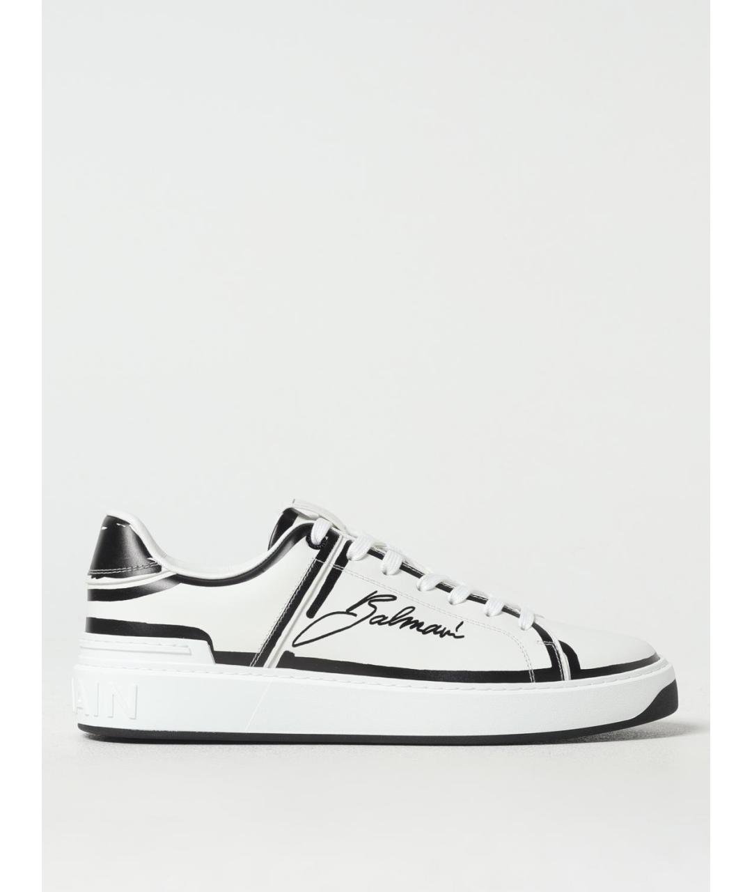 BALMAIN Белые кожаные низкие кроссовки / кеды, фото 5