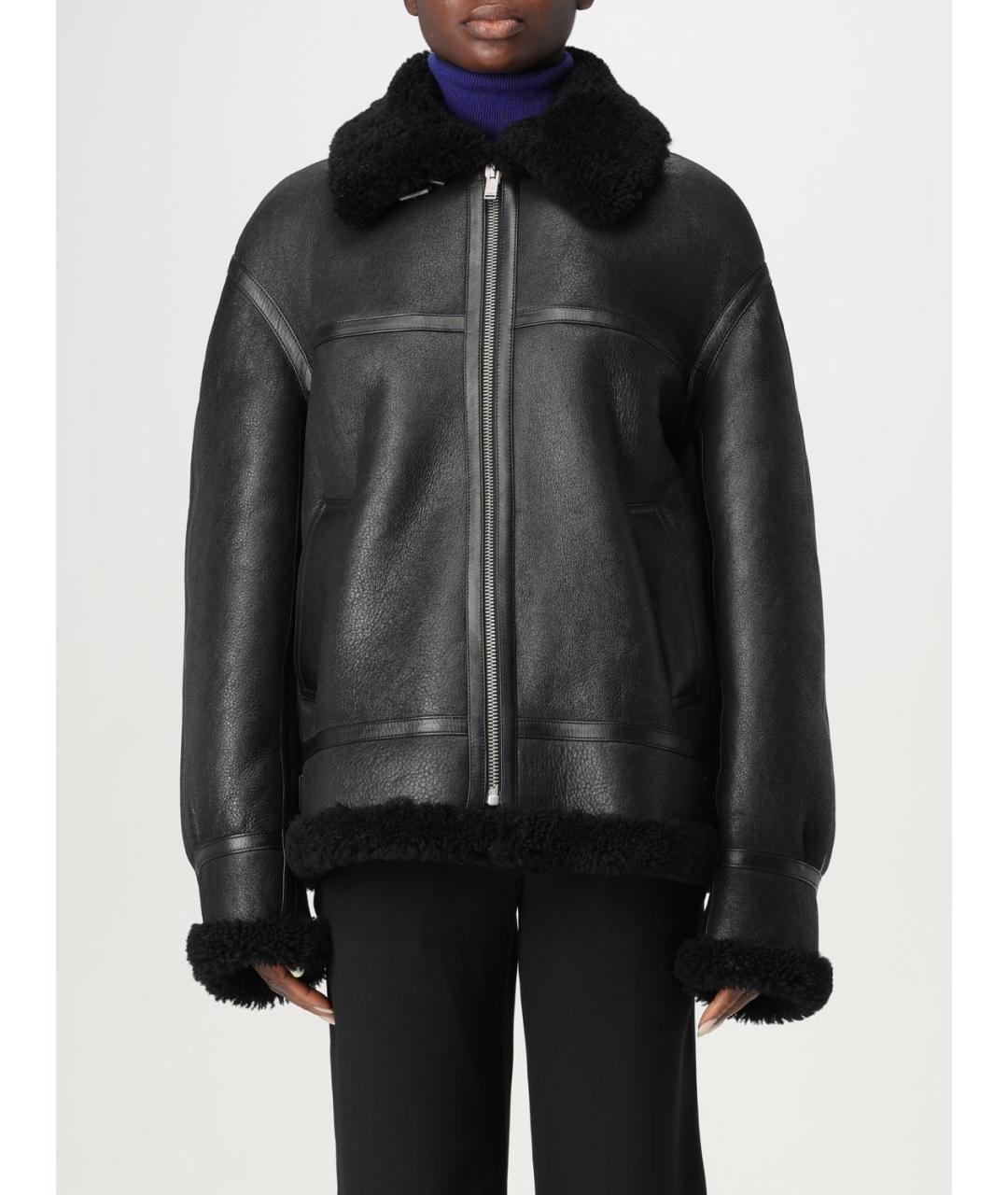 SAINT LAURENT Черная кожаная дубленка, фото 2