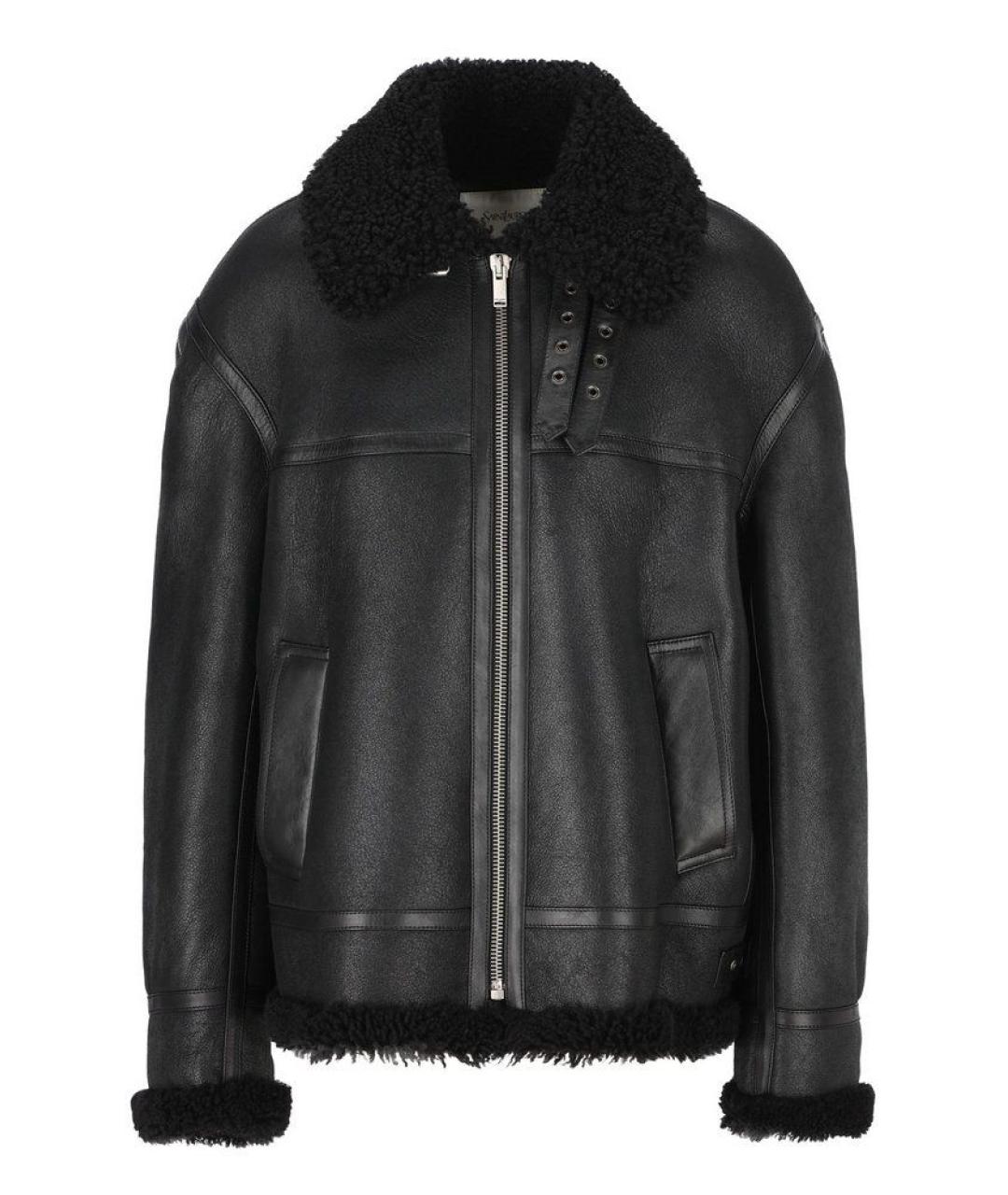 SAINT LAURENT Черная кожаная дубленка, фото 1