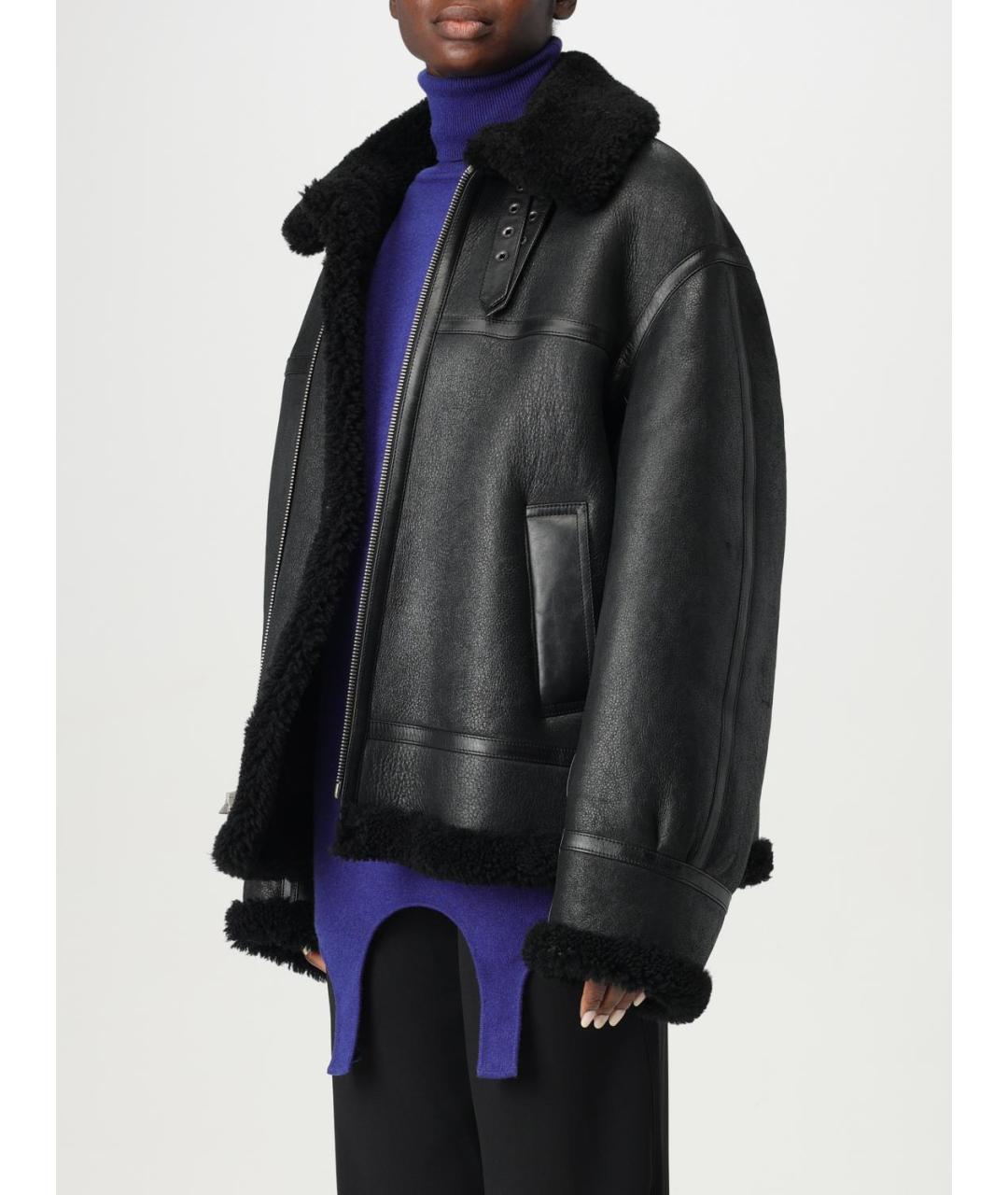 SAINT LAURENT Черная кожаная дубленка, фото 4