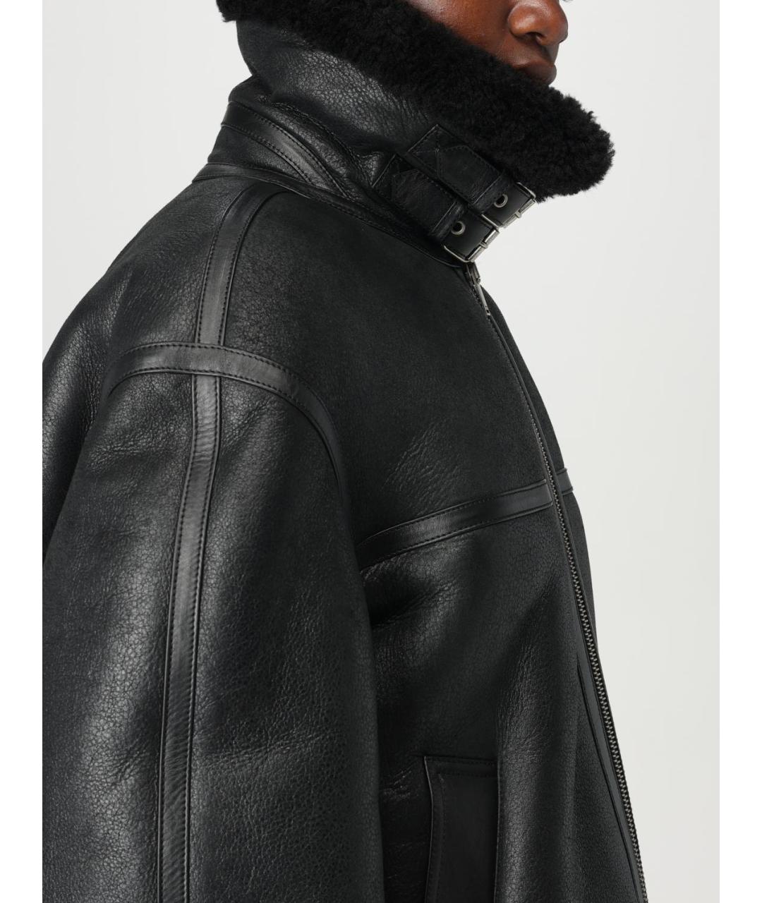 SAINT LAURENT Черная кожаная дубленка, фото 5