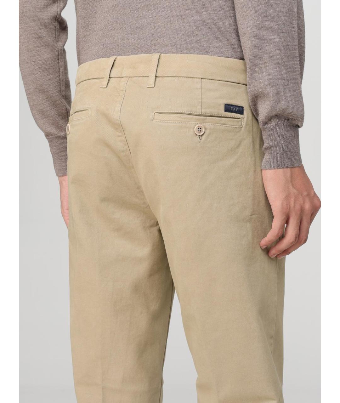 FAY Бежевые хлопковые брюки чинос, фото 3