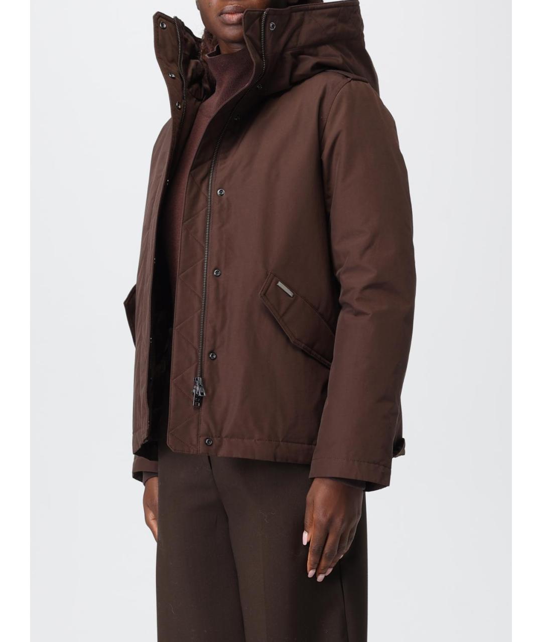 WOOLRICH Коричневое хлопковое пальто, фото 4