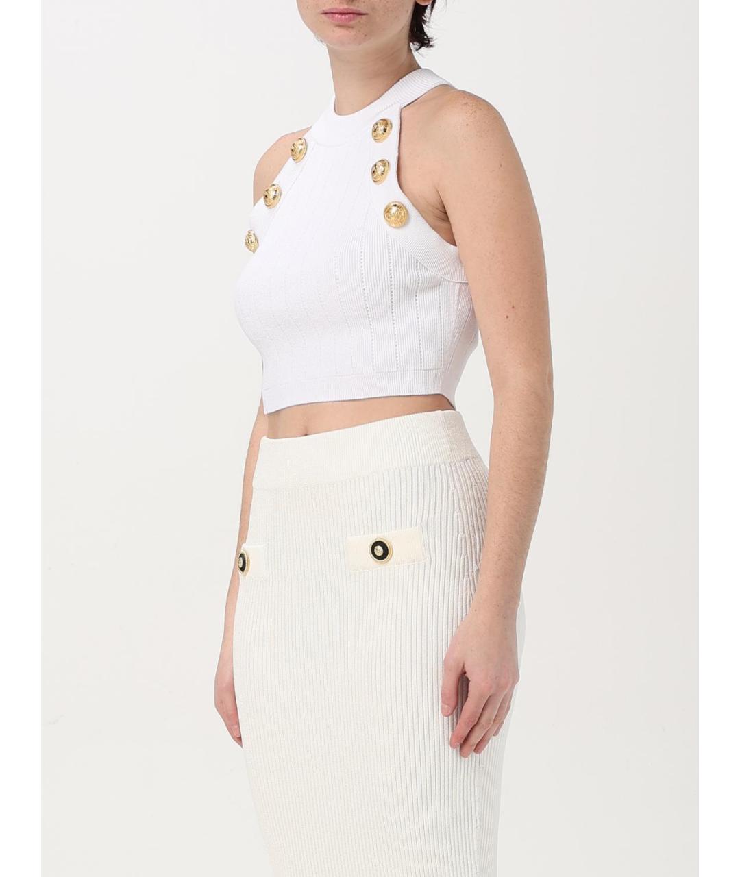 BALMAIN Белая вискозная майка, фото 4