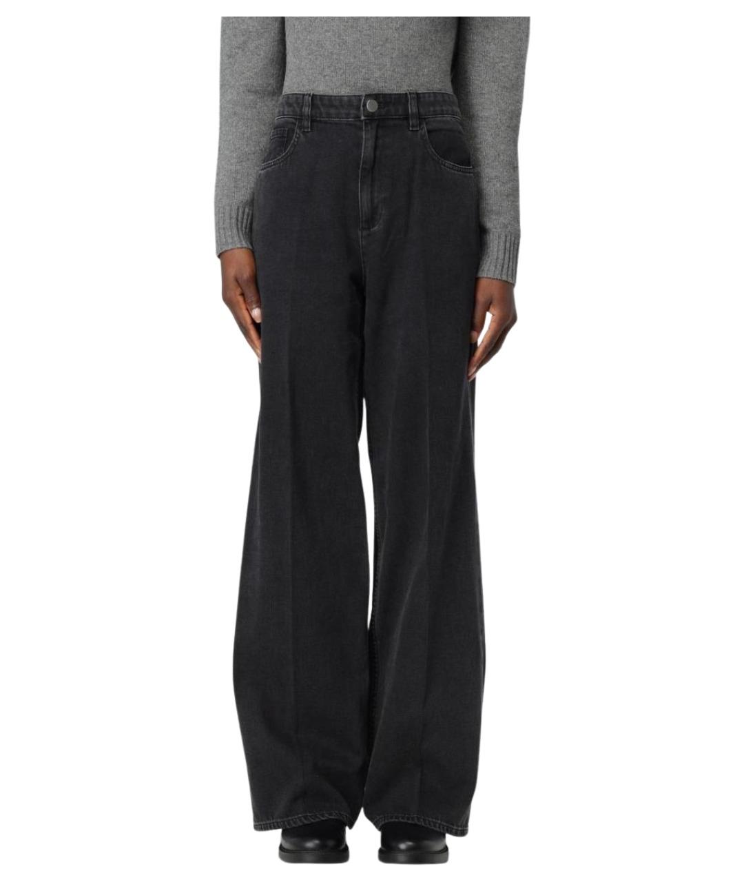 THEORY Черные хлопковые прямые джинсы, фото 1