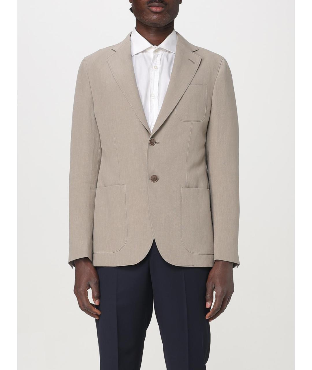 GIORGIO ARMANI Бежевый льняной пиджак, фото 5