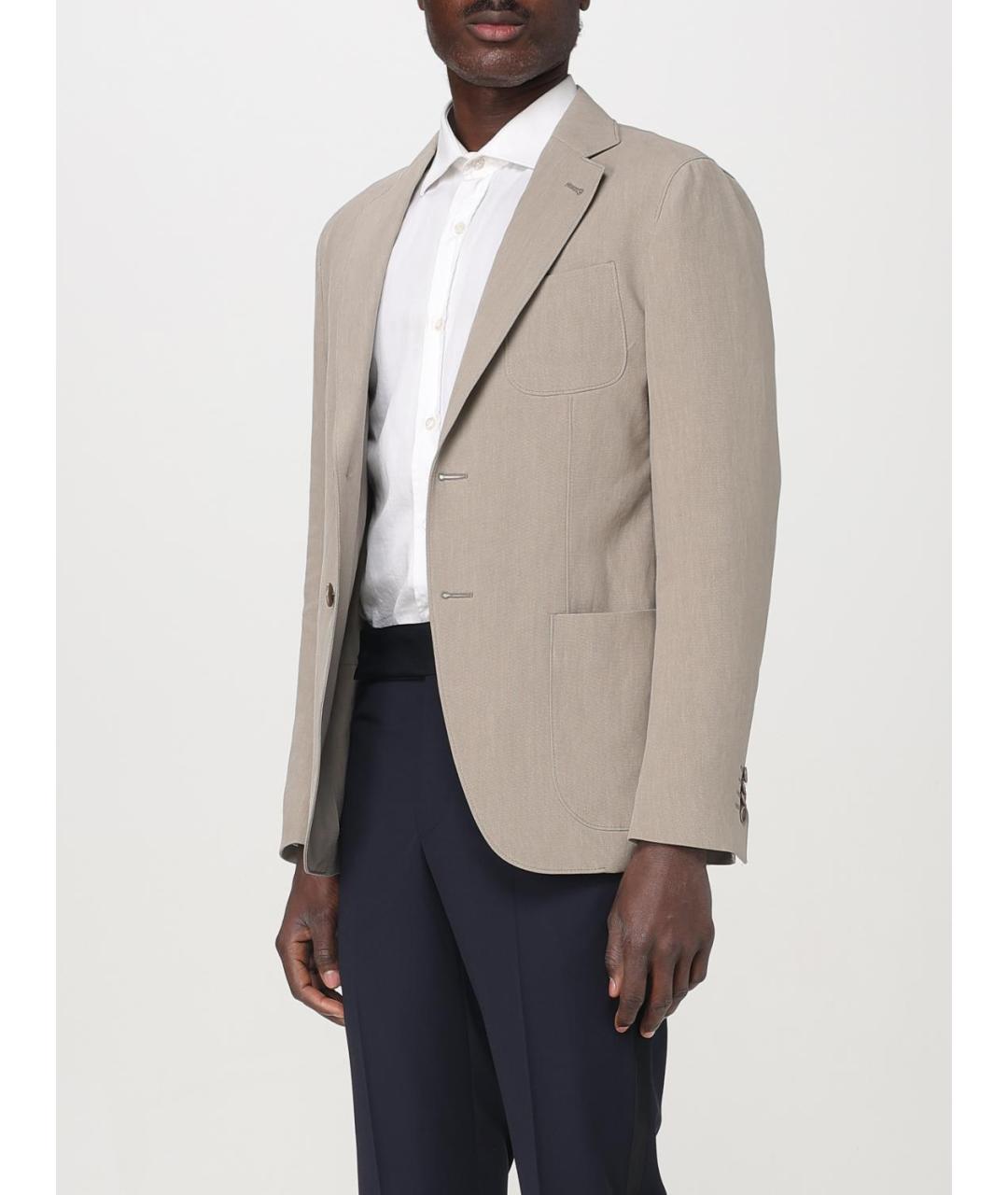 GIORGIO ARMANI Бежевый льняной пиджак, фото 3