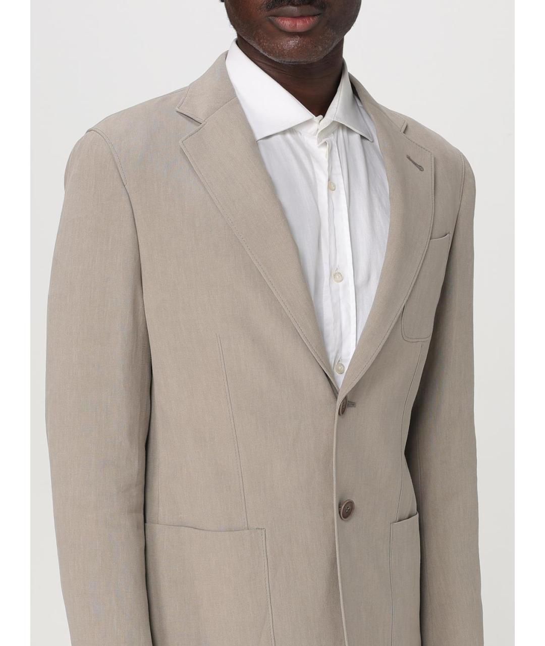 GIORGIO ARMANI Бежевый льняной пиджак, фото 4