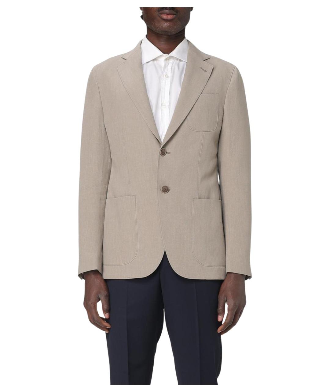 GIORGIO ARMANI Бежевый льняной пиджак, фото 1