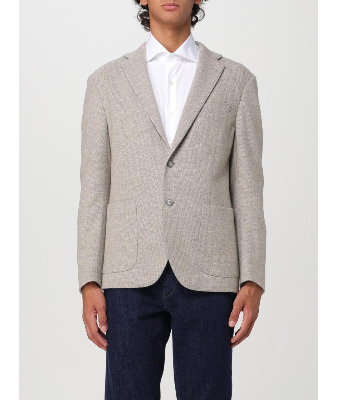 FAY Бежевый шерстяной пиджак, фото 5