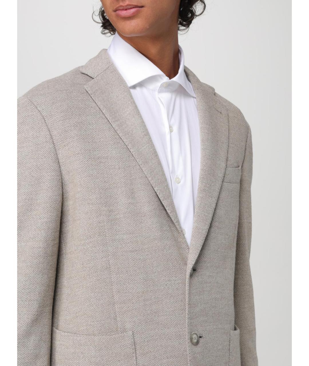 FAY Бежевый шерстяной пиджак, фото 4