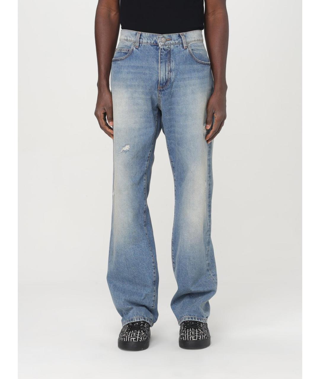BALMAIN Синие хлопковые прямые джинсы, фото 6