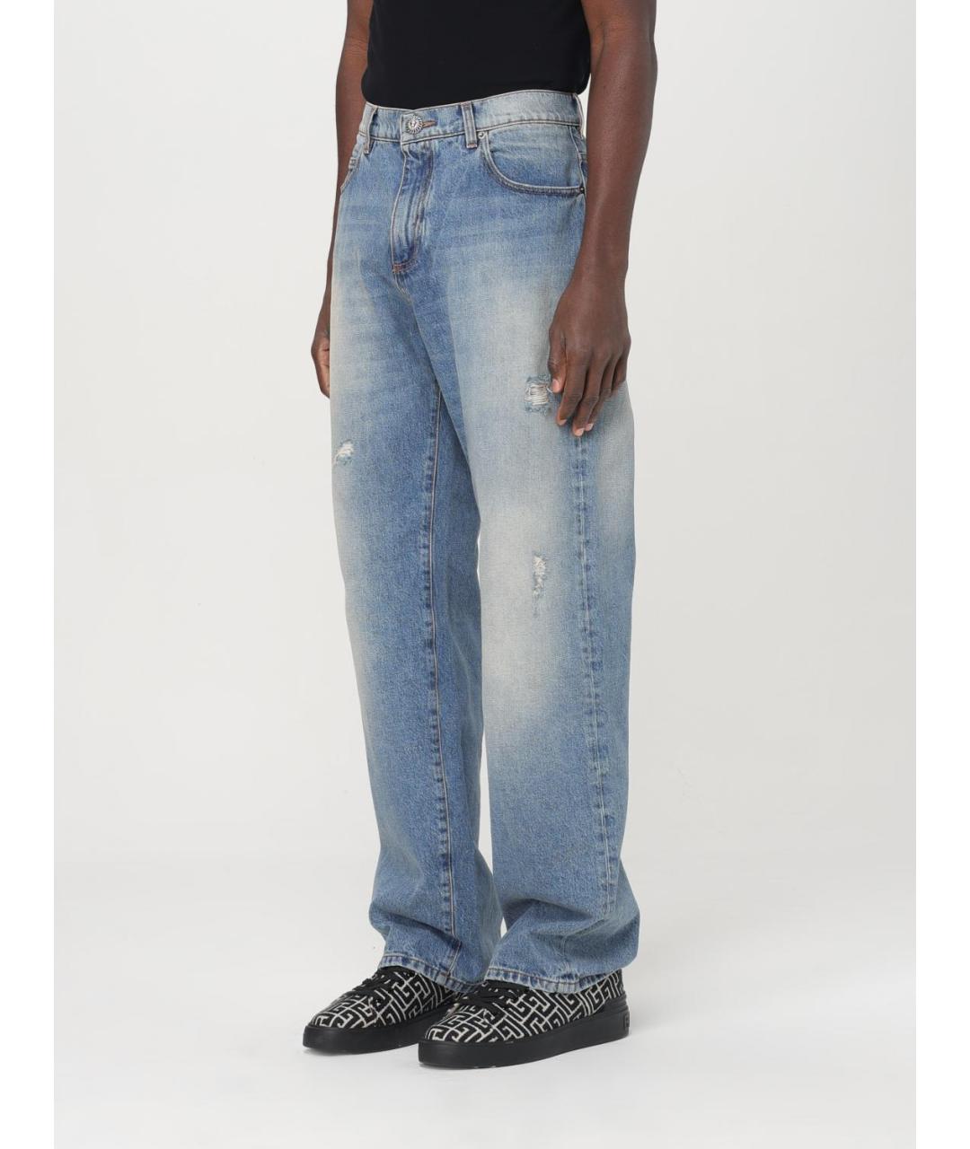 BALMAIN Синие хлопковые прямые джинсы, фото 4