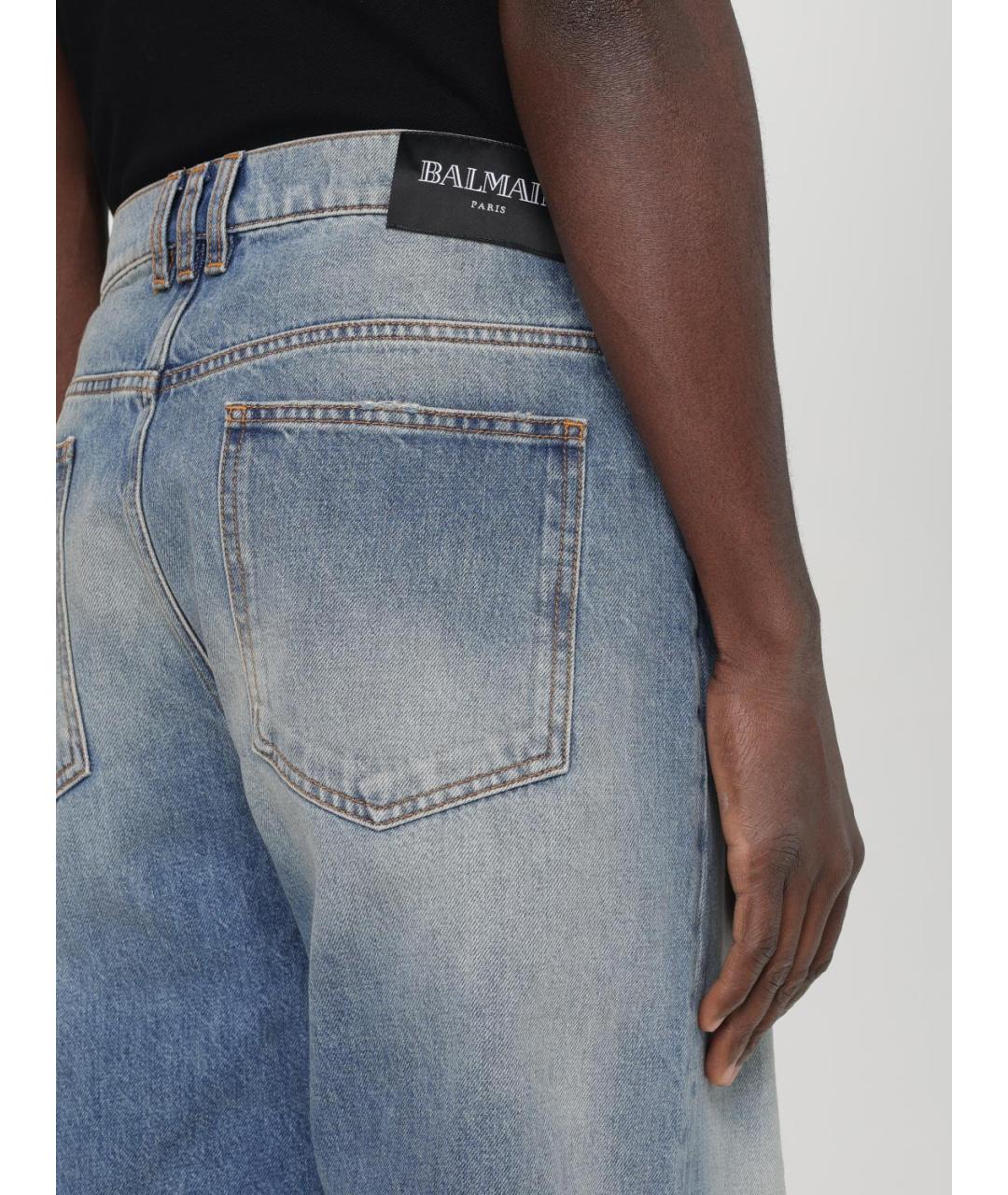 BALMAIN Синие хлопковые прямые джинсы, фото 5