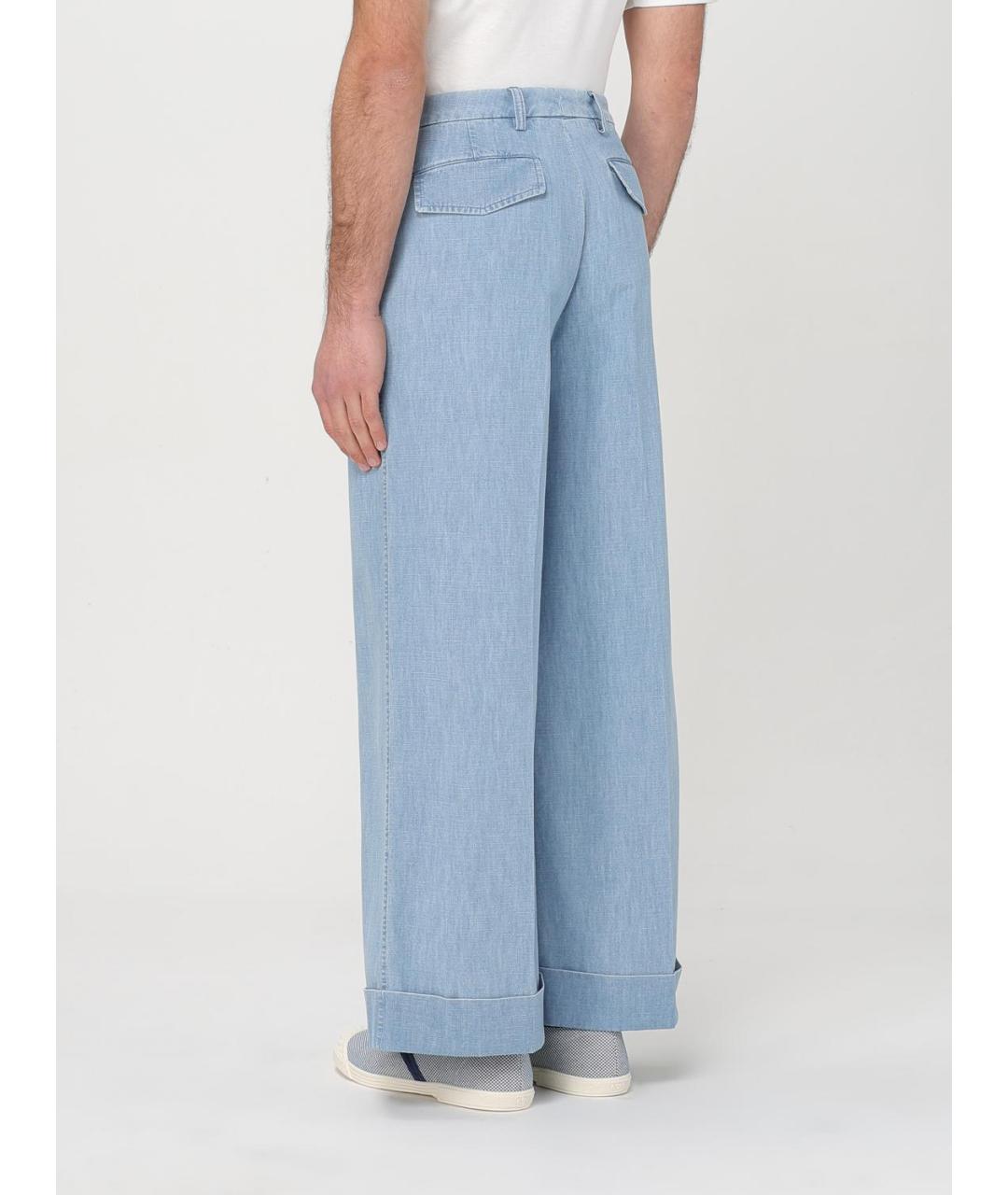 VALENTINO Голубые хлопковые прямые джинсы, фото 4