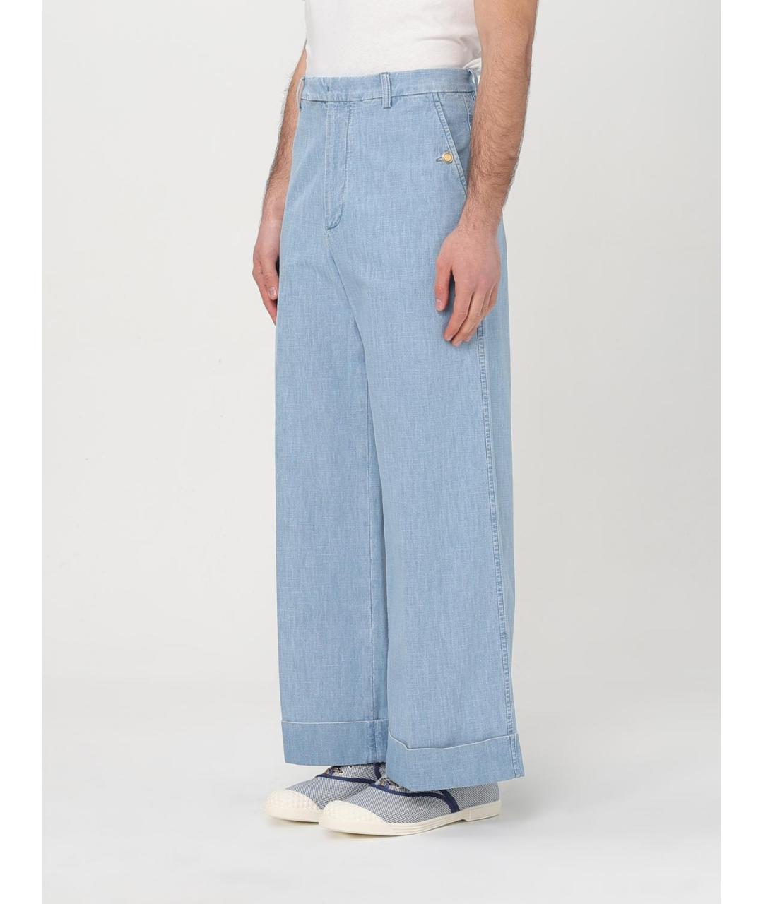 VALENTINO Голубые хлопковые прямые джинсы, фото 5