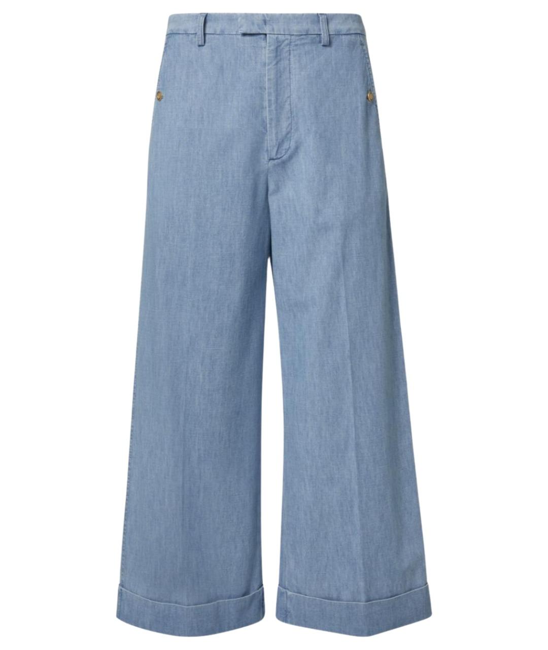 VALENTINO Голубые хлопковые прямые джинсы, фото 1