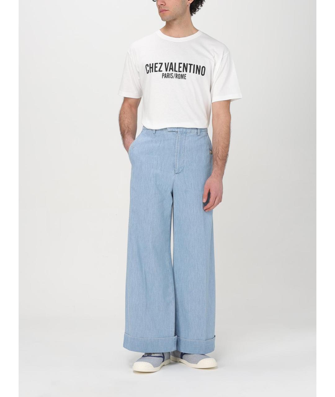 VALENTINO Голубые хлопковые прямые джинсы, фото 3