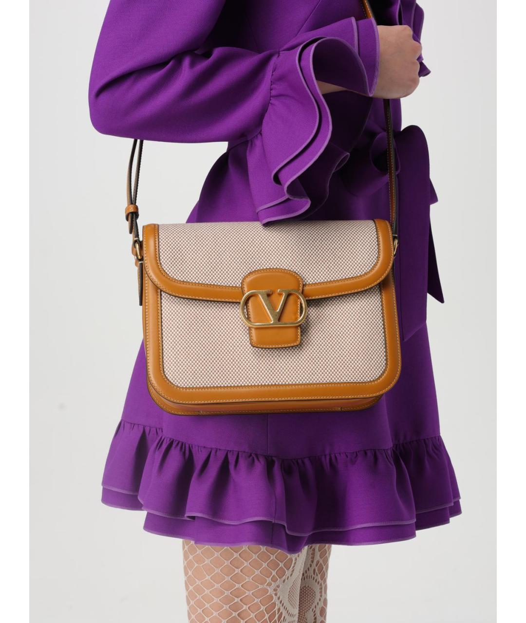 VALENTINO Бежевая хлопковая сумка через плечо, фото 2