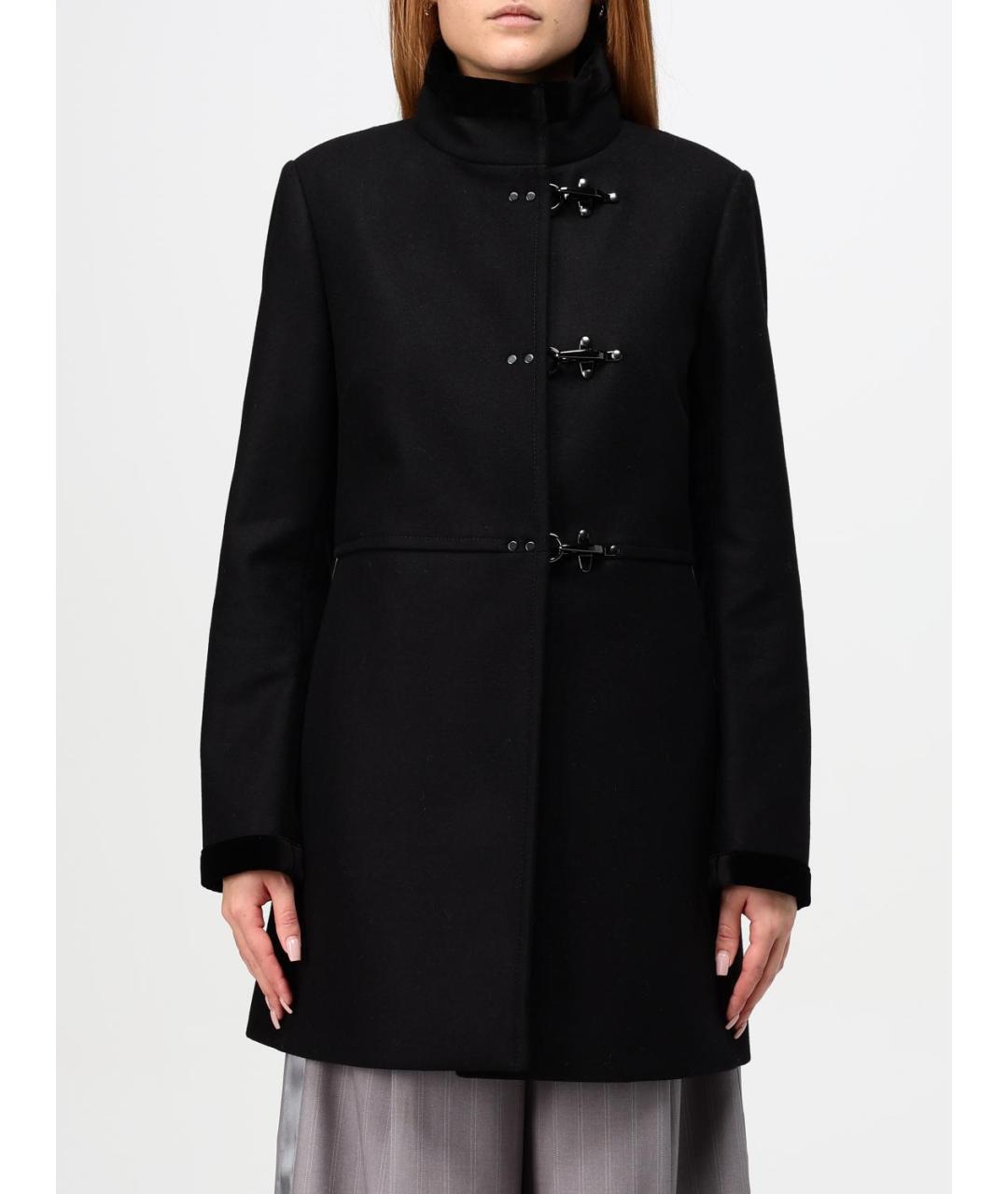 FAY Черное шерстяное пальто, фото 5