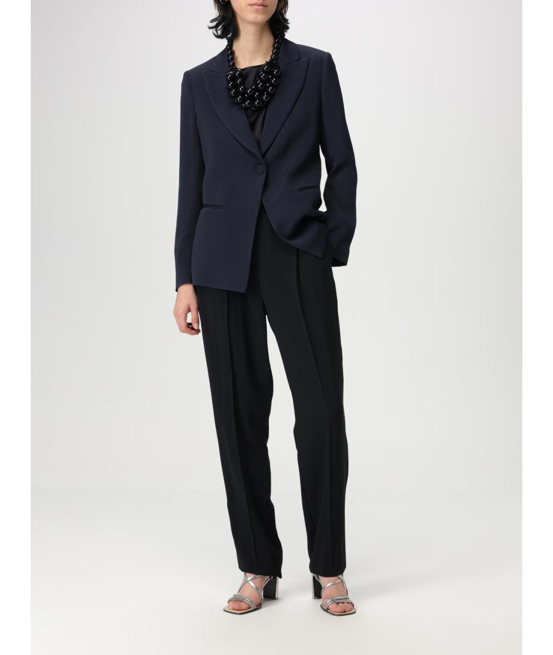 EMPORIO ARMANI Черные ацетатные прямые брюки, фото 2