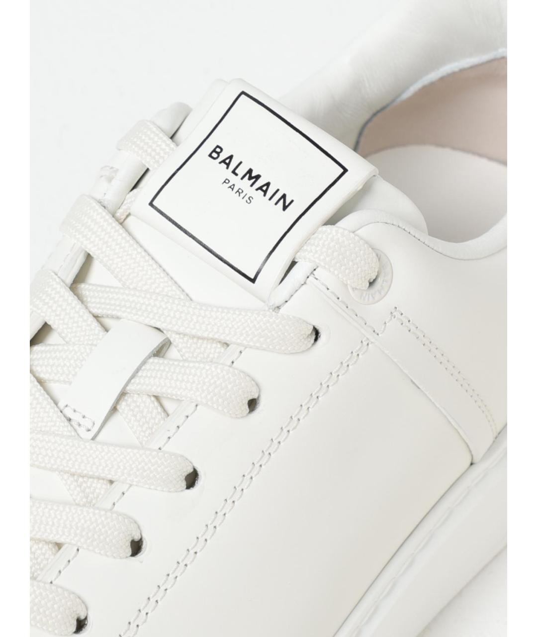 BALMAIN Белые кожаные низкие кроссовки / кеды, фото 4