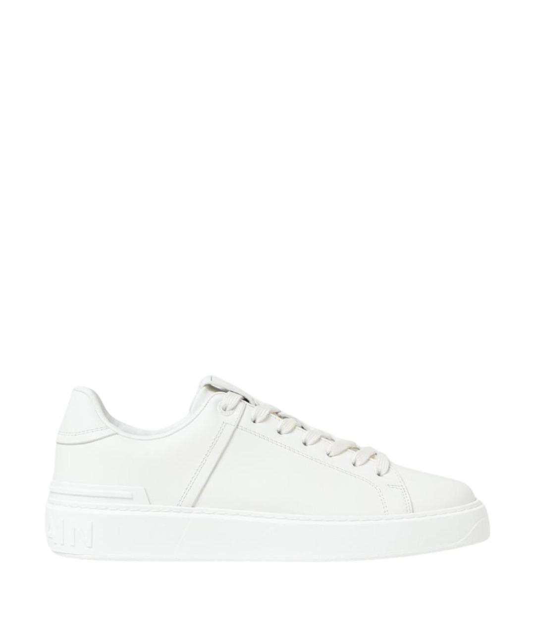 BALMAIN Белые кожаные низкие кроссовки / кеды, фото 1