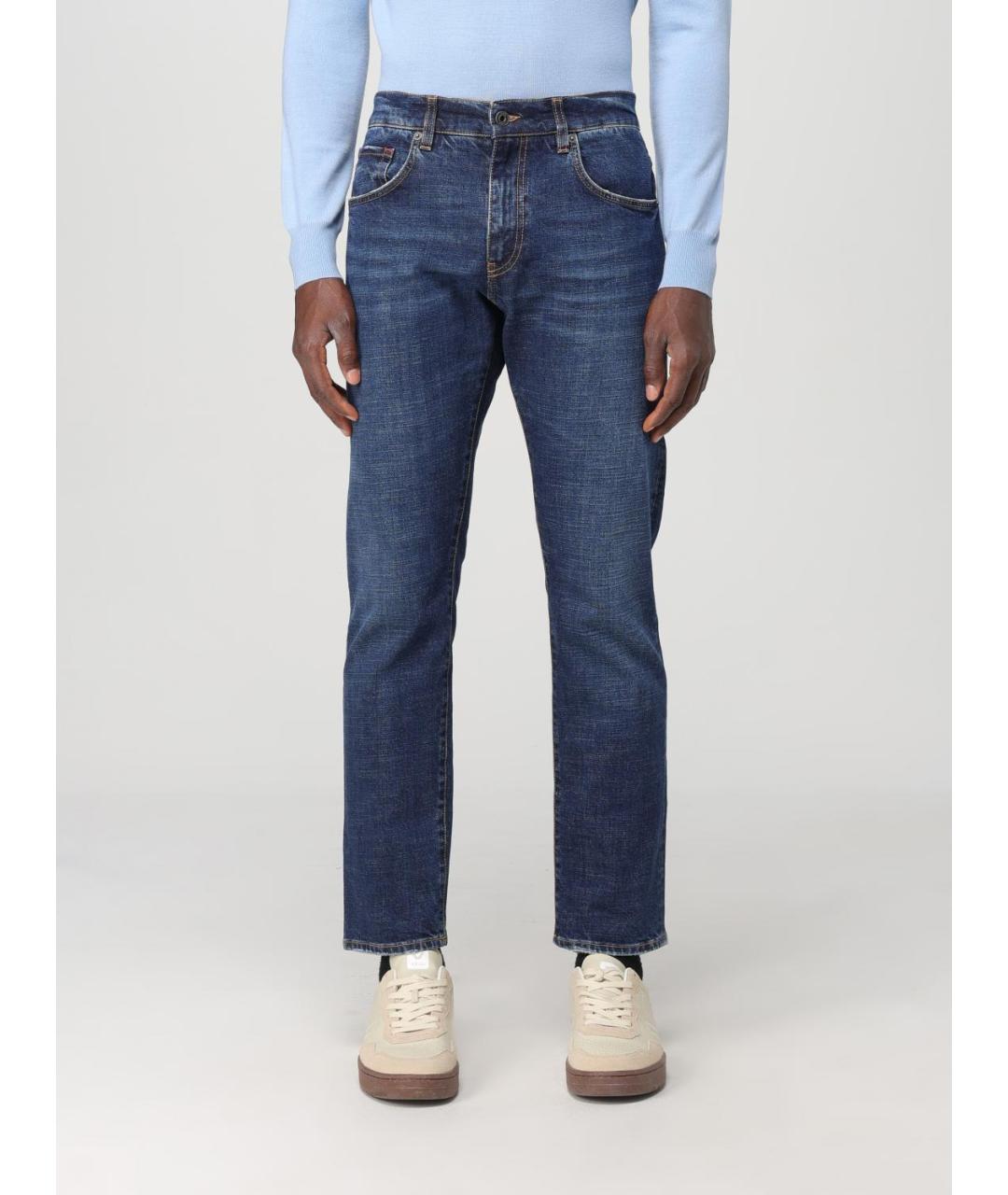 FAY Синие хлопко-эластановые джинсы скинни, фото 4