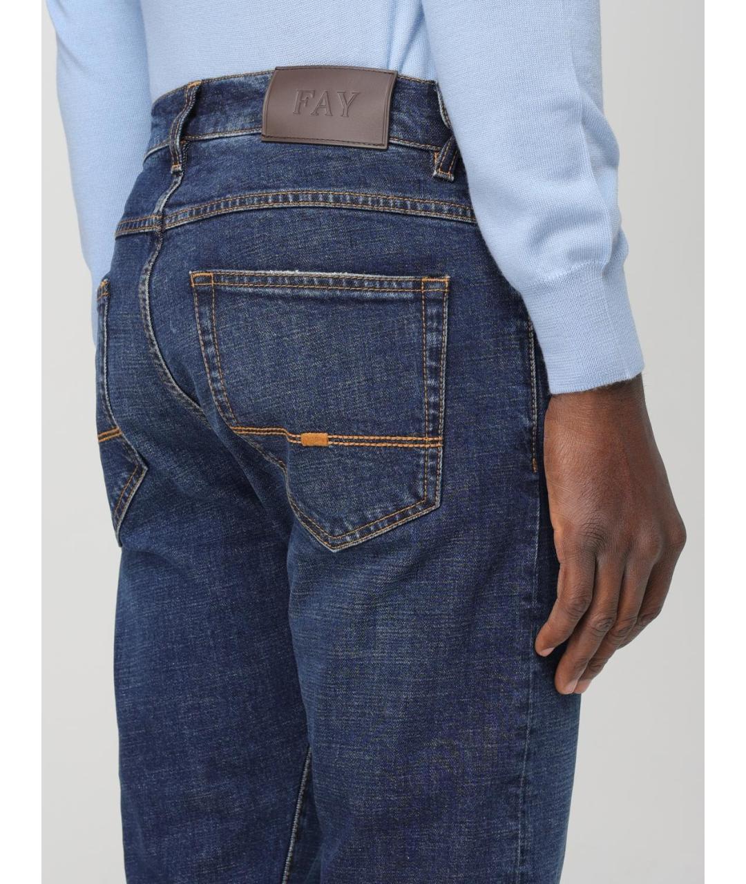 FAY Синие хлопко-эластановые джинсы скинни, фото 3