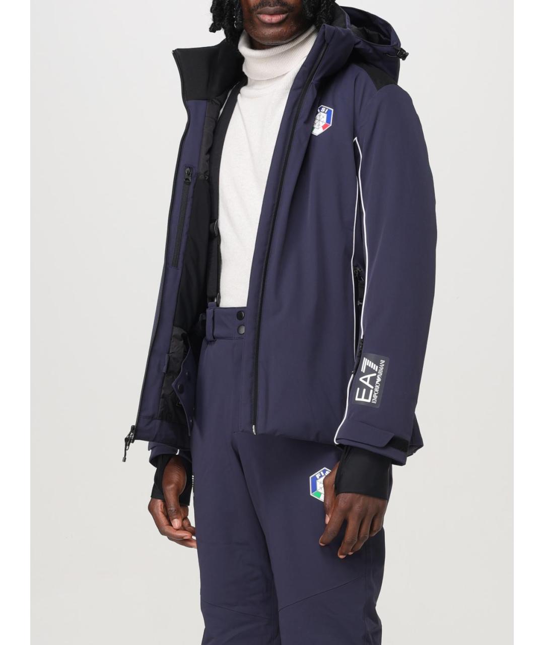 EA7 Синяя полиамидовая куртка, фото 5