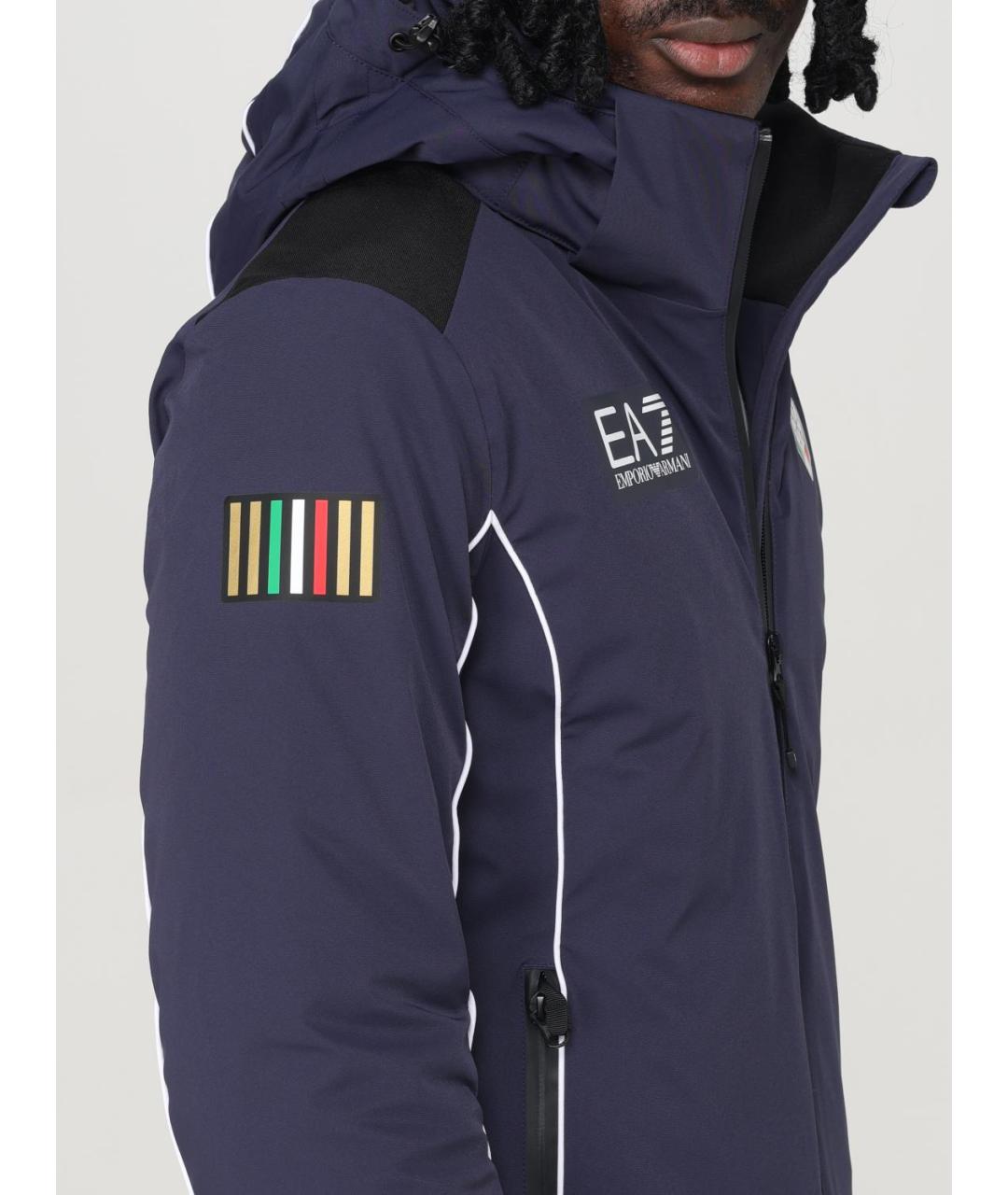 EA7 Синяя полиамидовая куртка, фото 6